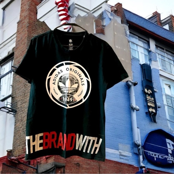 Adidas Originals USA T-shirt 1949 with 3 Stripes Black Adult L 100% Cotton - Picture 1 of 13